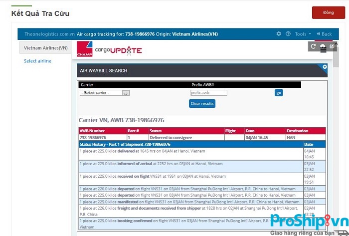 Instructions for quickly looking up bills of lading and shipping schedules today