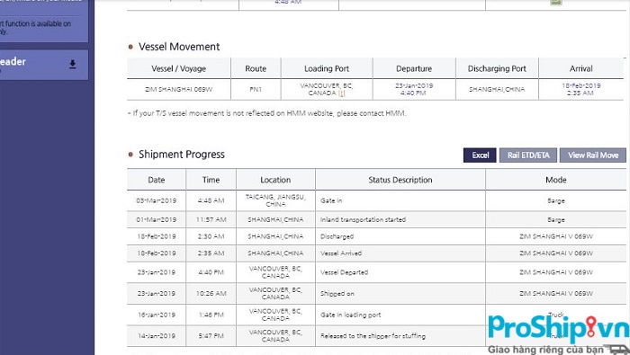 Instructions for quickly looking up bills of lading and shipping schedules today