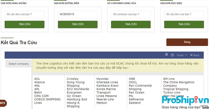 Instructions for quickly looking up bills of lading and shipping schedules today