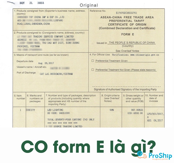 C/O form E là gì? Mẫu và quy định của C/O form E như thế nào?