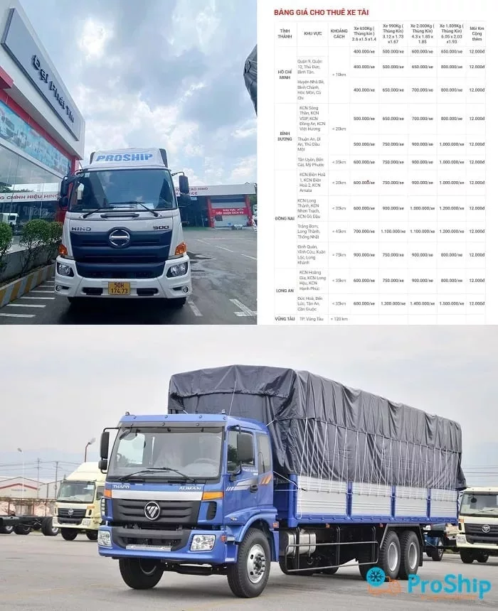 Bảng giá cho thuê xe tải 20 tấn chở hàng chi tiết 2023