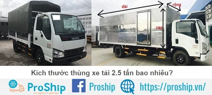 Kích thước thùng xe tải 2.5 tấn phổ biến là bao nhiêu?