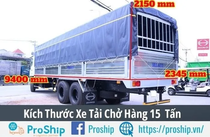 Kích thước xe tải 15 tấn là bao nhiêu? Tìm hiểu từ A-Z