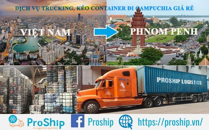 Trucking service, towing containers to Cambodia by intermodal vehicle