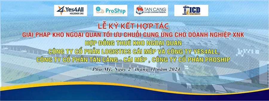 Banner lễ ký kết hợp tác Kho ngoại quan